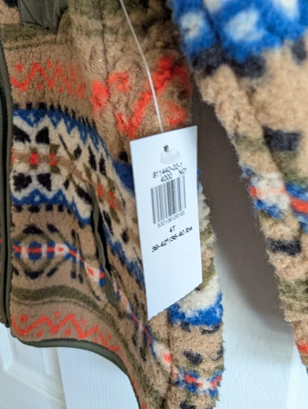NWT Sz 4T Old Navy Toddler Sherpa Zip Jacket Fleece Warm Fair Isle Southwestern